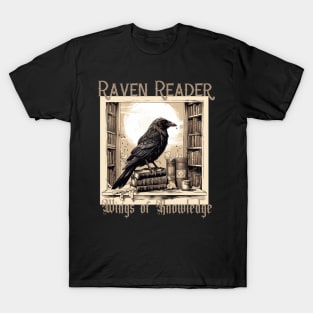 Raven and books wings of Knowledge T-Shirt